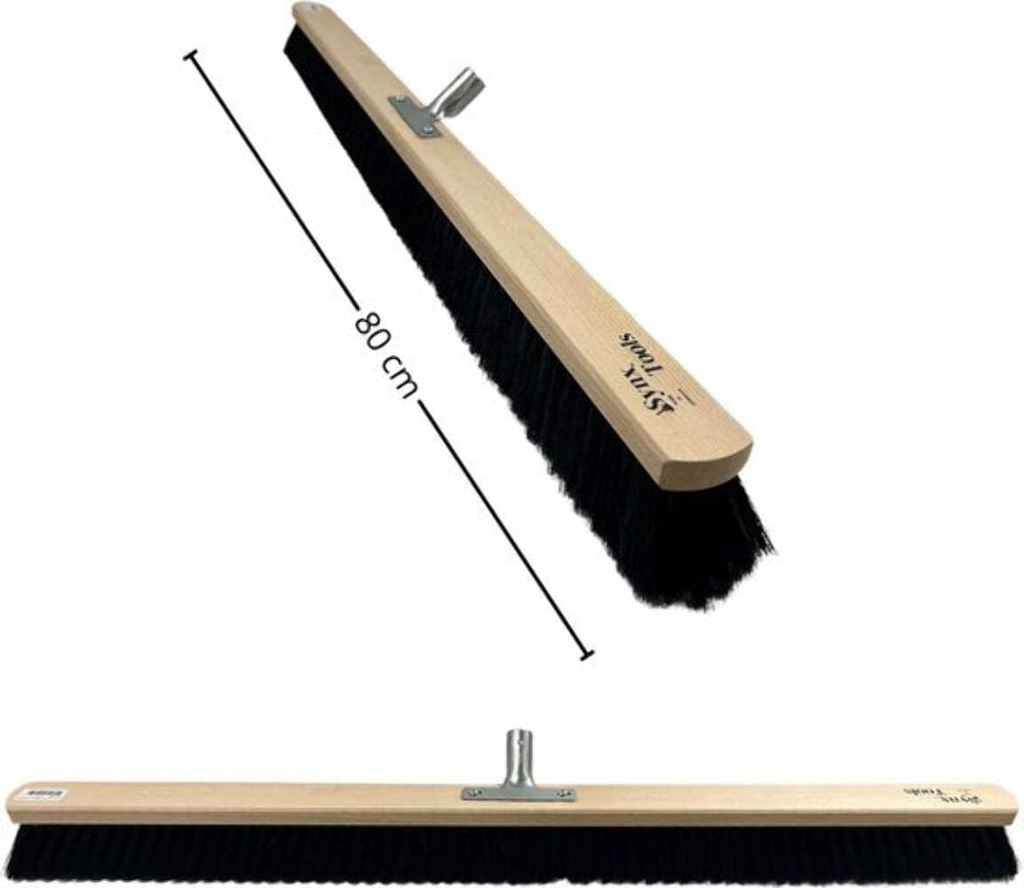Robuster Hausbesen 80 cm Stabiler mit 150 cm Stiel Industriebesen Straßenbesen Hallenbesen Gartenbesen staubbindender Besen aus Holz, Kehrbesen und Stubenbesen innen, weiche Borsten