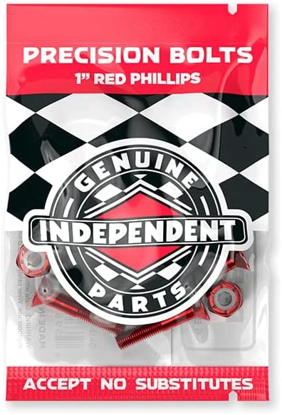 Independent Cross Phillips Head Black / Red Standard Skateboard Hardware Sets - 1"