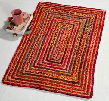 Jute Cotton Multi Chindi Braid Rug 2X3' -Multi Color, Hand Woven & Reversible For Living Room Kitchen Entryway Rug,Jute Burlap Cotton Rag Rug 24X36 Inch,Farmhouse Rag Rug, Rustic Rug,Natural Look Rug #TOP4