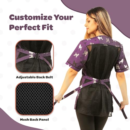 Ladybird-Line-Waterproof-Dog-Grooming-Smock-Purple-Poodle-Design-Pet-Grooming-Jacket-for-Professionals-Lightweight-and-Hair-Resistant-X-Large Ladybird Line Waterproof Dog Grooming Smock Purple Poodle Design Pet Grooming Jacket for Professionals Lightweight and Hair Resistant X Large