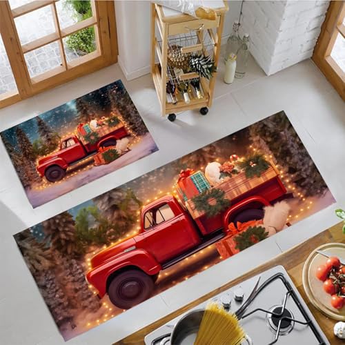 Decoraciones navideñas para cocina con este set de tapetes de piso lavables 3
