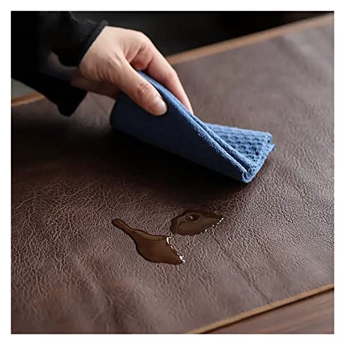 Chemin de table en cuir imperméable sous-tapis de thé marron
