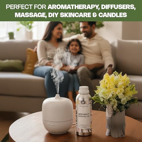 Image of VedaOils Bergamot Essential Oil | 100% Pure & Natural Citrusy Bergamot Oil for Skincare, Aromatherapy & Balanced Mood | Ideal for Diffusers, Candles, Soap & Home Fragrance | 100ml