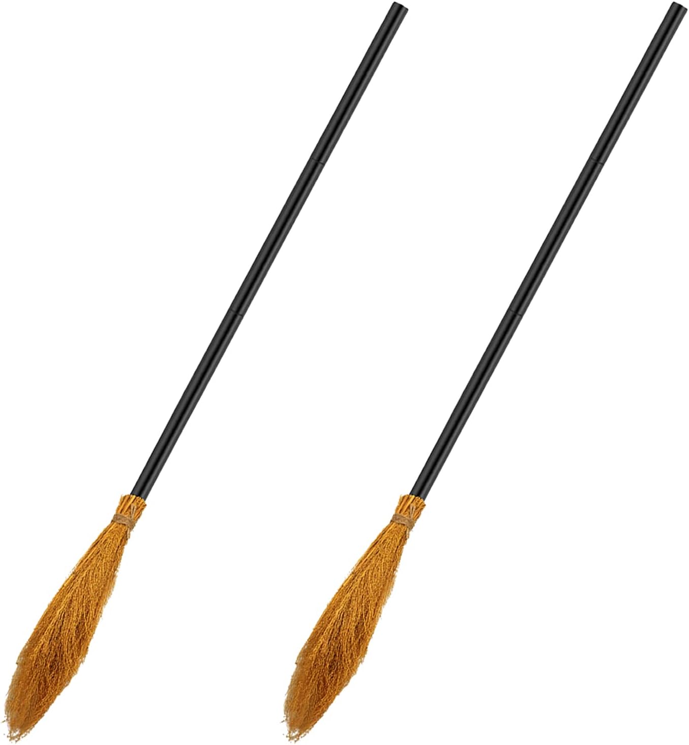 2 Pack Halloween Witch Broom - Plastic Broomstick Cosplay Props, Realistic Wizard Flying Stick Accessory for Costumes