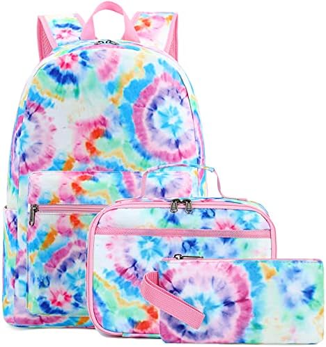 Bluboon School Backpack for Girls Teens Bookbag Set Laptop Backpack Lunch Box with Pencil Bag (Tie Dye Blue)