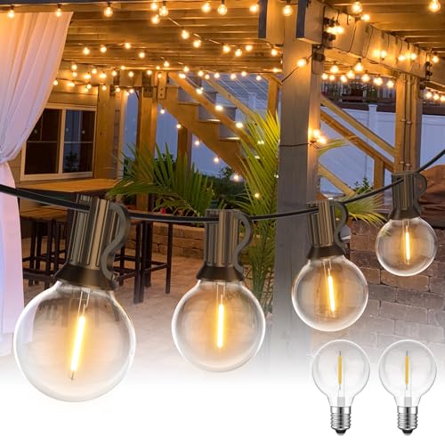 BokiHuk Catena Luminosa Esterno 30M, 24V G40 Luci per Esterno con 50+2 Lampadine, Lmpermeabile Catena Lampadine Esterno per Terrazza Giardino Festa Matrimonio, Natale, Gazebo