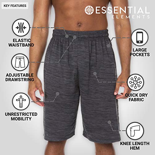Essential Elements 5 Pack: Men\'s Active Performance Athletic Basketball Gym Workout Gym Cationic Shorts with Pockets (Medium, Set C)