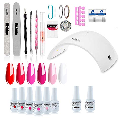 Kit Complet Vernis Semi Permanent avec LED Lampe 36W Séchoirs à ongles, 6 Flacons Vernis Gels, Top Base Coat, Complet Manucure Outils Accessoires Nail Art Kit Débutants by Vishine #015 Cover