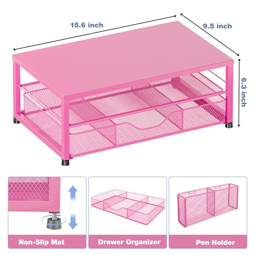 Image of OPNICE Desk Organizers and Accessories, Computer Monitor Stand Riser with Drawer and 2 Pen Holders, Printer & Laptop Stand, Office Desk Accessories & Workspace Organizers for Home Office Supplies