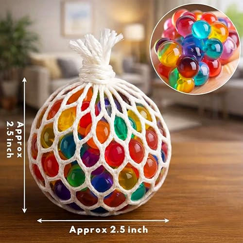 Image of PARTEET 2Pcs Mesh Squishy Stress Ball for Kids & Adults|Non-Toxic , Multicolor Magic Slime Squeeze Ball, Pressure Relief, Anti-Stress & Anxiety|Birhday Return Gifts