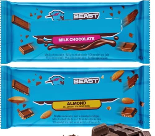 Beast Milk Chocolate | Treats for Kids | Small Gifts Presents | 2 × 60g Milk Chocolate & Almond