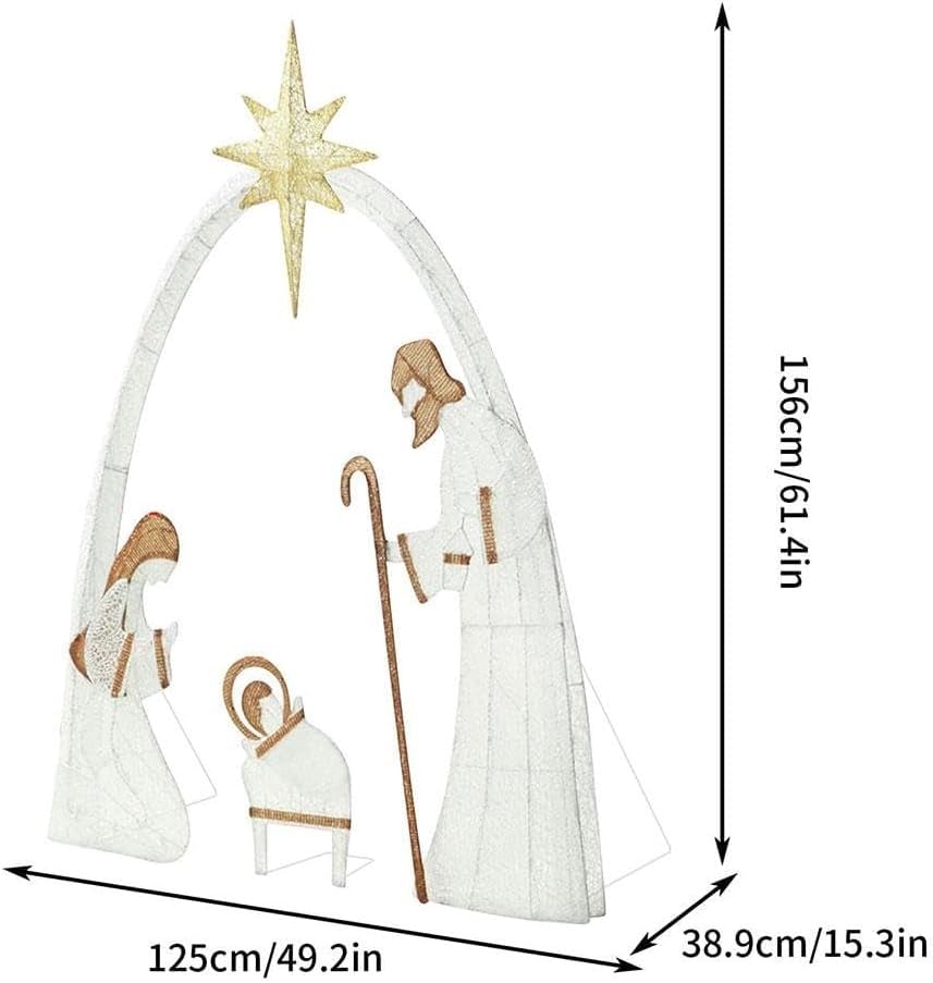 Décoration de Noël extérieure illuminée Crèche, ensembledécorationjardin Noël illuminée, extérieur avec 150 lumières LED pour décorationvacances, Jardin, pelouse(5,5 Pieds)(Blue)