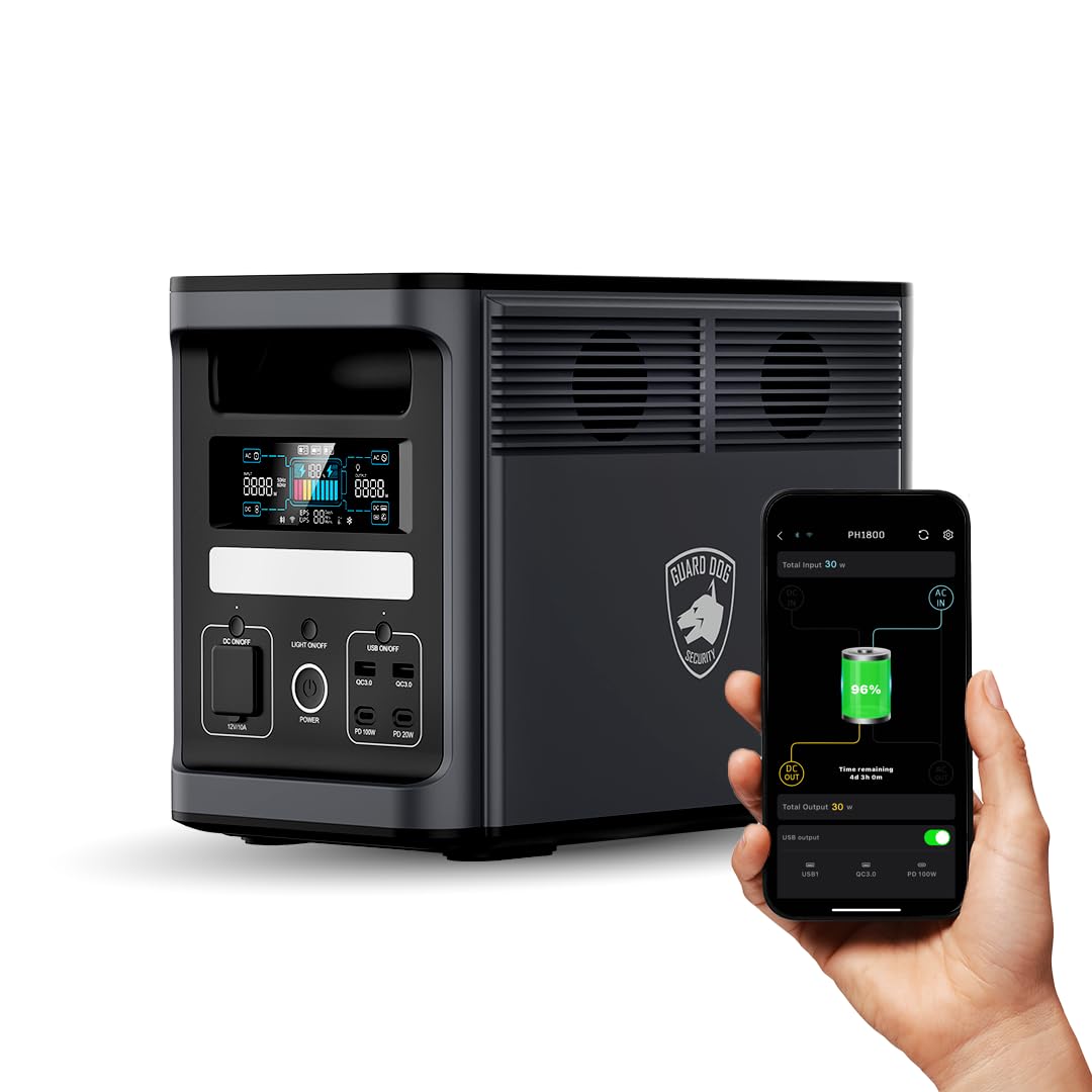 Power Hound Solar Generator Portable Generator Power Station Hound EP1800W 1536Wh Expandable Battery Bank Fast AC Recharge LiFePO4