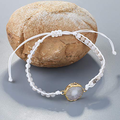 Image of KELITCH Crystal Beaded Wrap Bracelet Natural Leather Bracelet Miyuki White Bracelets Jewelry - Purple
