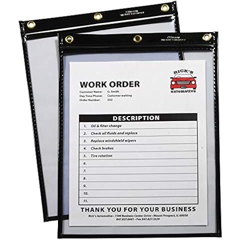 C-Line Heavy Duty Super Heavyweight Plus Stitched Shop Ticket Holder, Black, 9 x 12 Inches, Box of 15 Shop Ticket Holders (50912) Cover