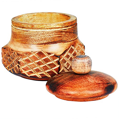 Decorative Rustic Wooden Sugar Bowl With Lid Wide Mouth Candy Treat Jar Spice Jar Holder Condiment Nuts Serving Bowl Pot Salt Spice Herb Loose Leaf Tea Storage Container Novelty Home & Kitchen #TOP4