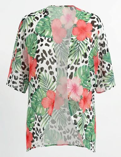 Image of Chunoy Women Floral Beach Wear Cover Up Chiffon Kimono Cardigan Open Front Blouse Beach Resort Wear for Swimwear 2026