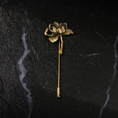 Image of wynameleri Men's Metalic Brooches and Pins, Gold Lapel Pin for Men, Shirt Stud Flower Deer Feather Pins