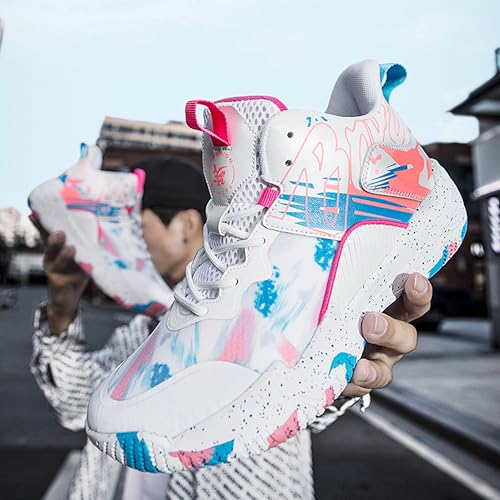 Image of Men's High-Top Basketball Shoes Anti-Slip and Wear-Resistant Soles Running Shoes Graffiti Design Fashionable Sports Shoes