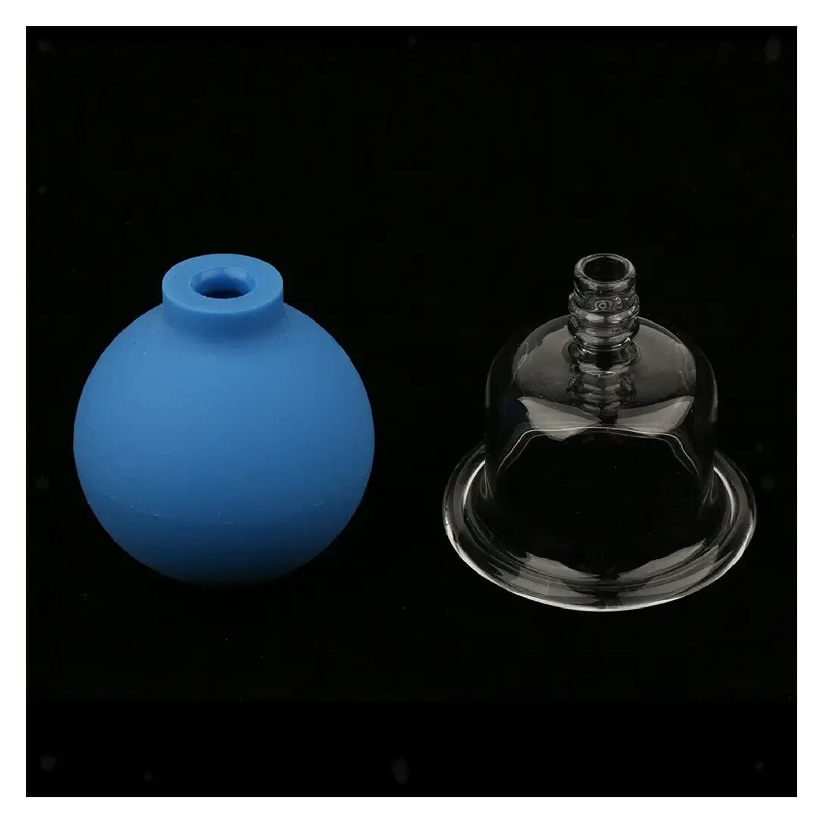 Coppette Per Massaggio Set di coppette sottovuoto da 4 pezzi | Terapia facciale con massaggiatore in vetro con testa in gomma(Green Without Box)