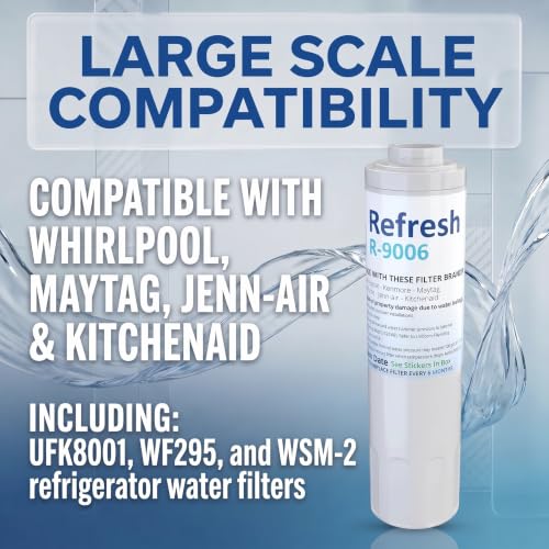 Image of Refresh R-9006 Refrigerator Water Filter Replacement for UFK8001, WF295, WSM-2, Compatible with Whirlpool, Maytag, Jenn-Air & KitchenAid, NSF /ANSI 42 Tested, BPA-Free Water Filter (1 Pack, Standard)