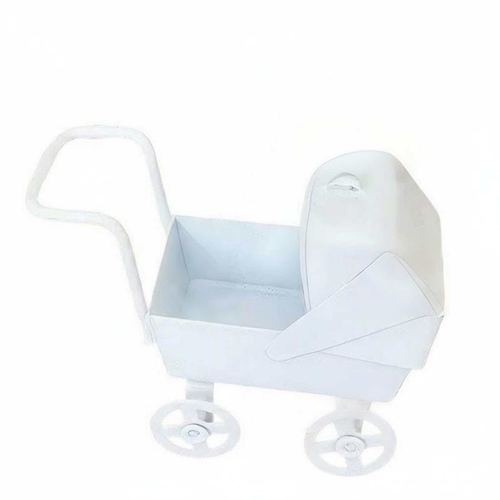 JunZheHub Miniature Pram Infant Carriage Nursery Accessory Made of Iron with Authentic Rotating Wheels Suitable for Dollhouse Display Collector Decoration, White