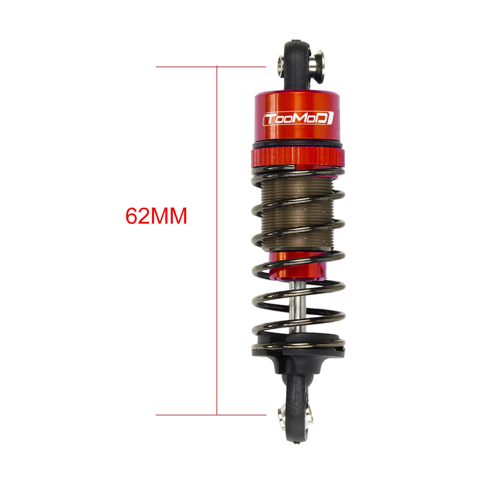 TOOMOD 1/10 62MM RC Oil filled Shock Absorbers kit for Tamiya TT-01 TT-02 / Hyper Go 1/14 H14BM 14209 / Losi v100 Upgrades Replace Parts (Red)