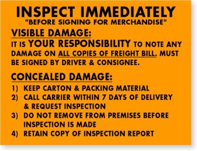 SmartSign Inspect Immediately Packing Labels | 4" x 5.25" Fluorescent Paper, Pack of 500, Made in USA