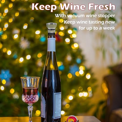 Korkenzieher Elektrisch, Weinflaschenöffner Set, Automatischer Flaschenöffner, Geschenkidee Weinflaschenöffner, Korkenzieher Wein mit Kapselschneider, USB-Kabel, Ausgießer, Vakuumstopfen