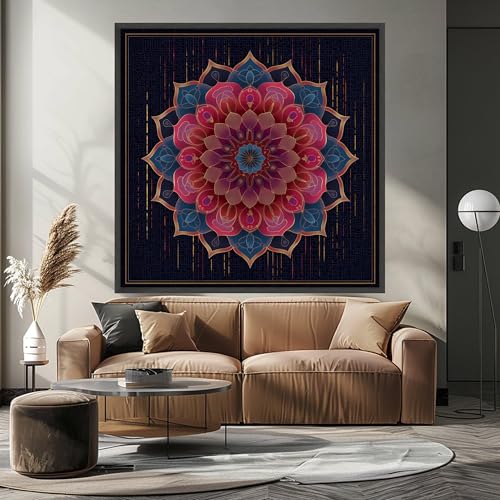 Tableau de style bohème floral rose et bleu pour créer une ambiance douce de chambre