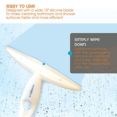 Image of Casabella, White 44037 Clip on Silicone Squeegee, 10-1 /8 inch x 1-1 /4 inch x 6-3 /4 inch h