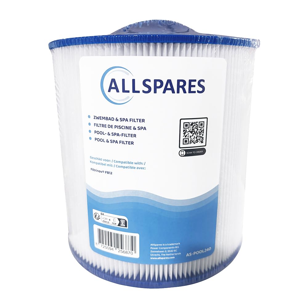 AllSpares Filtro dell'acqua per cartuccia filtrante Whirlpool/Pool adatto per Filtrinov FB12 | Ø 170 x 205 mm