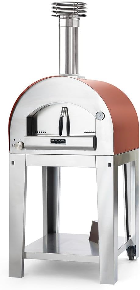 Fontana Forni Napoli Luxury Italian Outdoor Pizza Oven - Gas and Wood Fired for Residential Use, Cook 2 Pizzas at 900 Degrees + Includes Cart & Cover