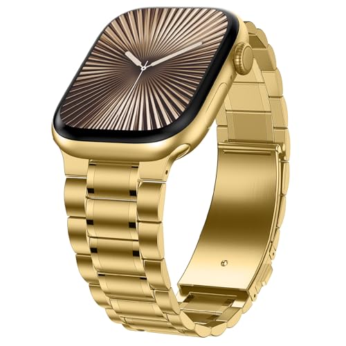 Dolstrap Stainless Steel Straps Compatible with Apple Watch Strap 42(Series 11/10)/41/40/38mm Men/Women Metal Replacement Band Compatible for iWatch SE3-1 Series 11 10 9 8 7 6 5 4 3-1 Gold