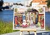 Merejka Counted Cross Stitch Kit - Cafe in Verona K-161, Italian Street Scene with Trattoria, Zweigart Aida 16 Ecru, DMC 40 Colors, 11.8 x 15.7 in / 30 x 40 cm #1