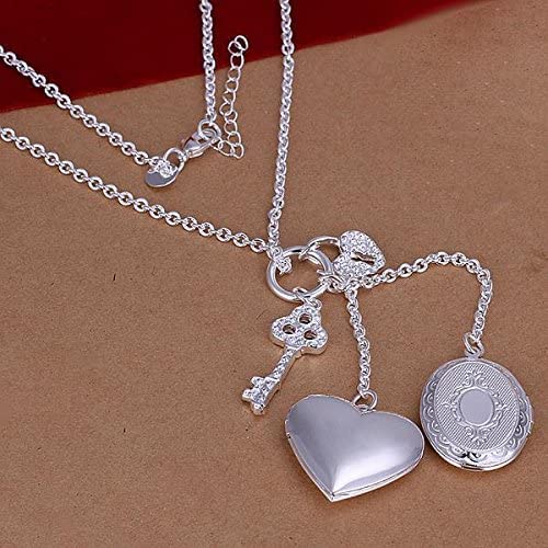 Image of Via Mazzini Silver Heart Photo Locket Pendant for Women and Girls (NK0538)