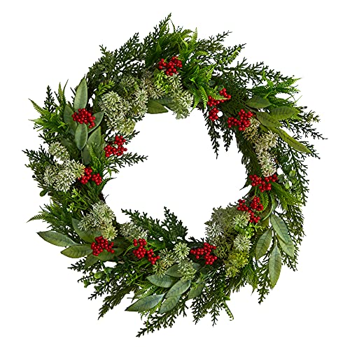 24In. Cedar, Eucalyptus And Berries Artificial Christmas Wreath #TOP17
