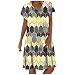 Zilosconcy Abito lungo da donna, abito da festa, da donna, in chiffon, da cocktail, da sera, elegante, per matrimonio, spiaggia, da donna, estivo, da donna, taglie forti, giallo., M