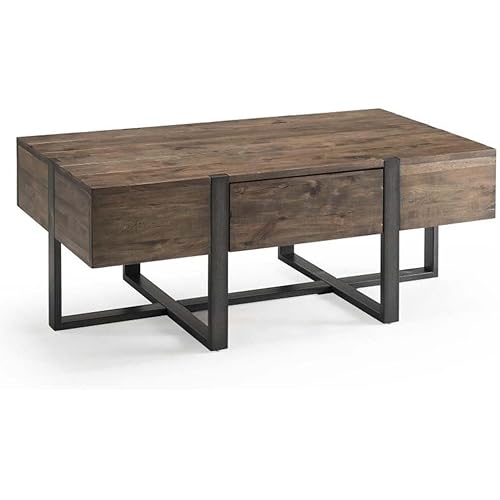 Magnussen Home Prescott Modern Reclaimed Wood Condo Rectangular Coffee Table in Rustic Honey