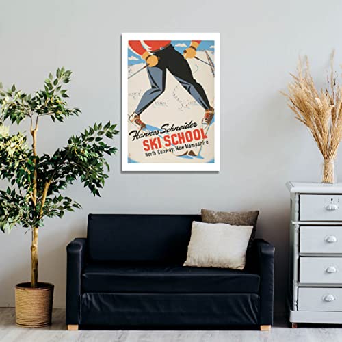 Poster de ski North Conway extra large affiche encadrée mat d'archivage - 3