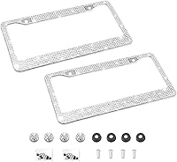 Vista 27 de Marco de matrícula de coche brillante, marco de matrícula de acero inoxidable con cristales hecho a mano, brillante, duradero, ajuste universal