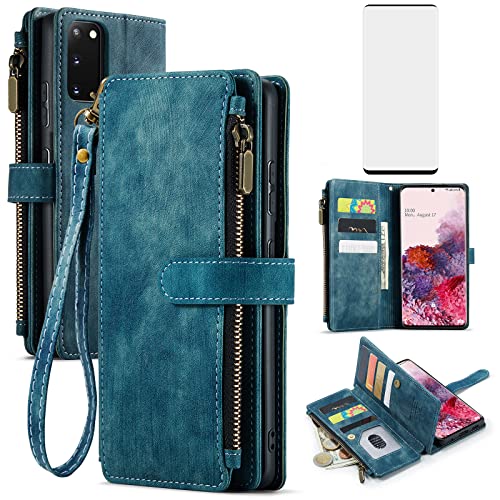 Housse Samsung S20 5G étui portefeuille bleu antichoc pour homme femme