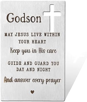 Godson First Communion Gift for Boys Men Godson Baptism Card Gifts for Boys God Son Godson Confirmation Gifts for Teenage Boys Godson Christening Card Gifts for Boys Godson Christmas Birthday Gifts