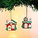 24 Sets Gingerbread House Ornaments Christmas Tree Decoration, Mini Christmas Wooden Hanging Ornaments Gingerbread House Mouse for Holiday Xmas Tree Home Decor for Holiday Xmas Party, 8 Styles