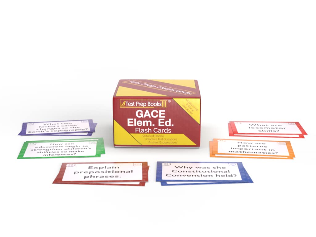 GACE Elementary Education Study Cards: GACE Elementary Education 001 and 002 Exam Prep with Practice Test Questions [Full Color Cards]