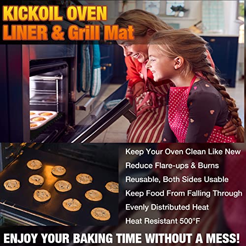 Oven Liners For Bottom Of Oven 4 Pack Large Thick Heavy Duty Nonstick Teflon Oven Mat For Bottom Of Electric Oven Gas Oven, Reusable Heat Resistant Bpa And Pfoa Free Oven Protector Liner,16X24 Inch #TOP3