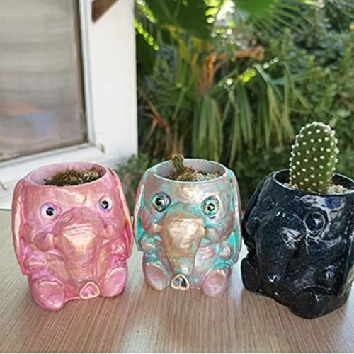 Sitting Elephant Concrete Flower Pot Molds Succulent Planter Vase Silicone Molds Candle Pen Holder Mold Epoxy Resin Plaster Cement Clay Mould #TOP5