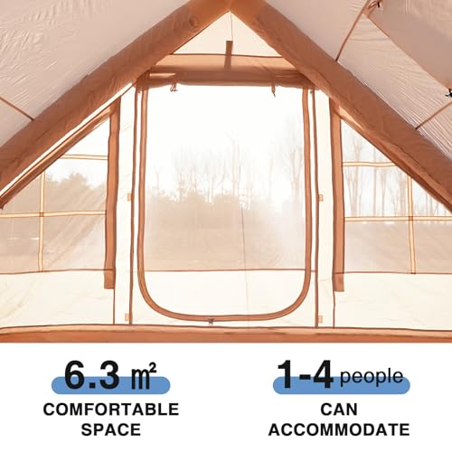 Carpa inflable para camping 4 personas beige fácil armado miniatura 3