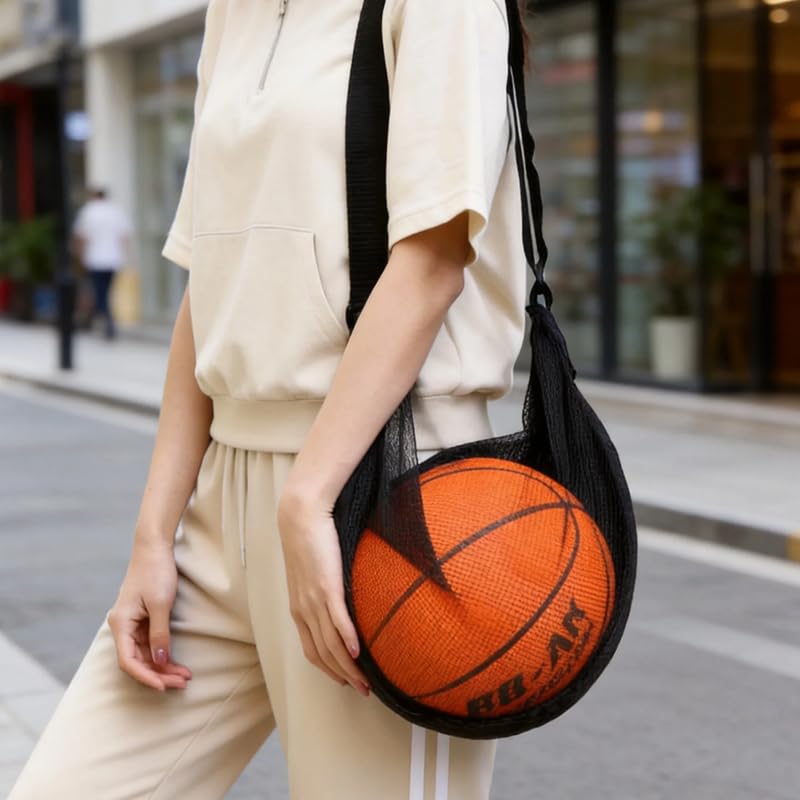 Bolsa de bola única, bolsa portátil de malha com bolso com zíper, bolsas de ombro ajustáveis para futebol, basquete e vôlei, bolsas de equipamentos esportivos para treinadores, academia e treinamento