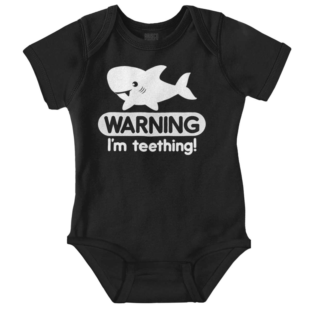 Brisco Brands Warning I'm Teething Funny Shark Baby Romper Boys or Girls